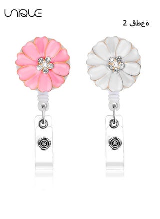 2 Pack Retractable Badge Holder - ID Badge Holder with Camellia, Bling Rhinestone Retractable Badge Reel - for Nurses Doctors Office（White/Pink） - pzsku/Z2D161AAC49E715A1E3E1Z/45/_/1698912817/b4c35d87-99f0-445c-8a58-46405eb9e4a0