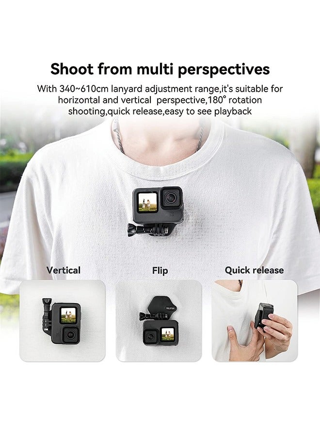 TELESIN TELESIN Magnetic Chest Mount with Neck Strap + Phone Holder + Magnet Tripod Quick Release Base for GoPro Max 12 11 10 Insta360 DJI Action Accessories - Image 3