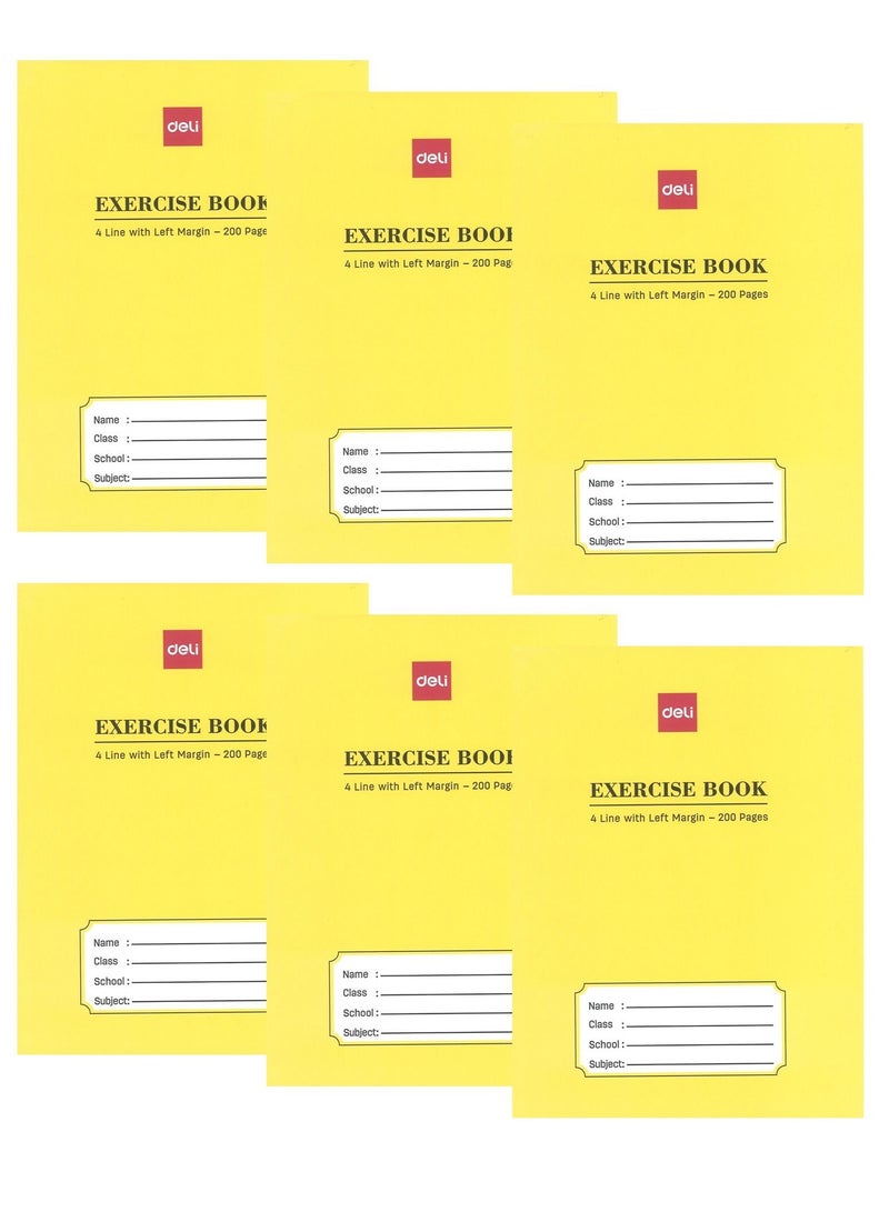 Deli 6-Piece Four Line Ruled Notebook With 200 Pages - Image 1