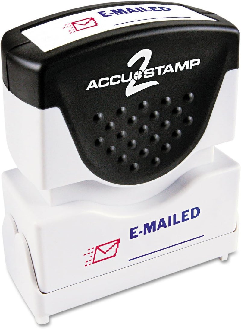 ACCUSTAMP2 035541 Pre-Inked Shutter Stamp, Red/Blue, EMAILED, 1 5/8 x 1/2 - Image 1