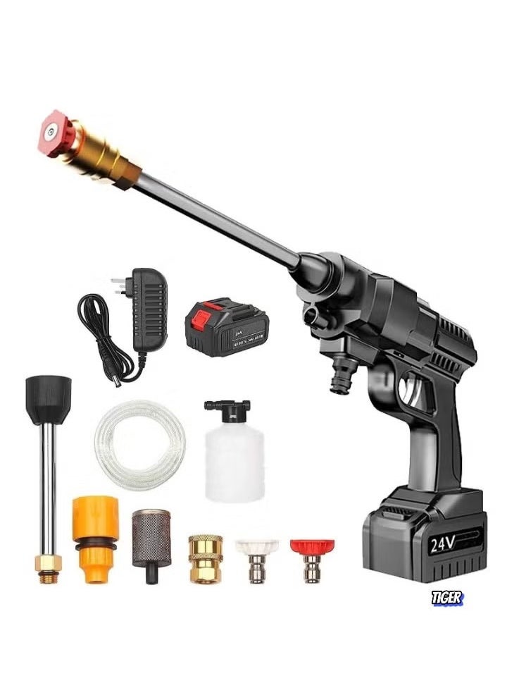 TIGER - 24V Portable Cordless Pressure Washer – 5600mAh Mini Lithium Battery Powered Washer, Hand-Held Wireless Water Gun for Washing Cars, Watering Flowers, and Outdoor Cleaning - Image 1