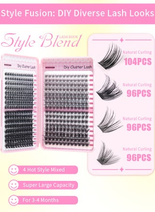 392 Pcs Lash Clusters, Lash Adhesive Glue & Lash Tweezer Set Eyelash Extensions Wispy False Eyelashes Lash Clusters DIY Eyelash Extensions Individual False Eyelashes for Women D-Curl Perfection for Your Eyes! - view 2