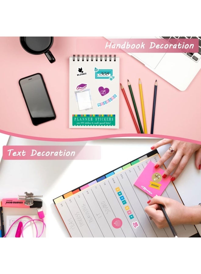 Premify 12 Sheets Essentials Planner Stickers, Weekly & Daily Travel Business Trips Parties Goals, Stunning Various Designs Writable, Encouragement Planning Notes (730 Stickers) - Image 2