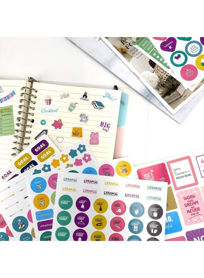 Premify 12 Sheets Essentials Planner Stickers, Weekly & Daily Travel Business Trips Parties Goals, Stunning Various Designs Writable, Encouragement Planning Notes (730 Stickers) - Image 3