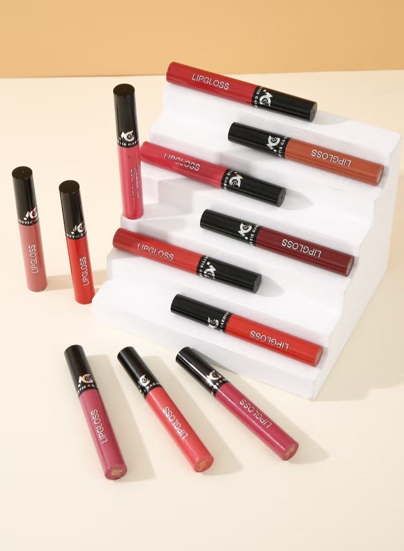 A set of 12 long-lasting lipsticks in multi-coloured colours