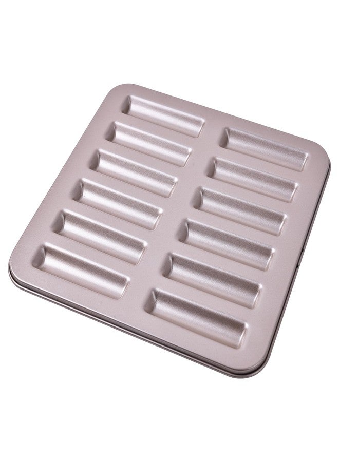 Bakeley Financier Cake Pan, 12-Cavity Non-Stick Rectangle Muffin Pan Biscuits Cookies Bakeware for Oven Baking (Champagne Gold) - Image 1