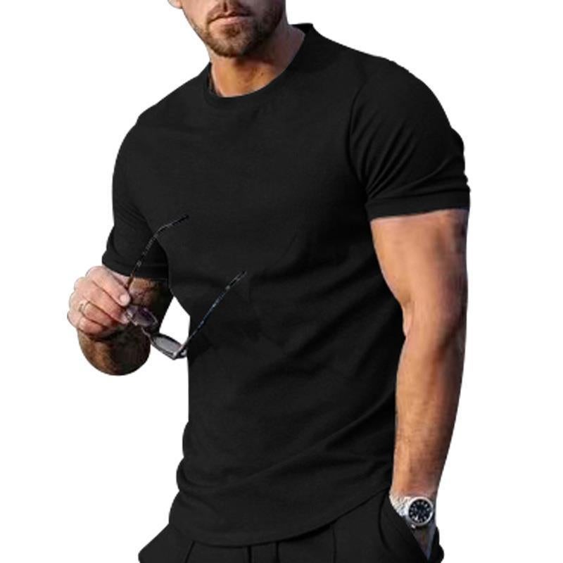 Spot Cross-Border and Vacation Summer Men''s Clothing 2025 Short-Sleeved Pure Color Tops Trendy Loose T-Shirts for Men - Image 3