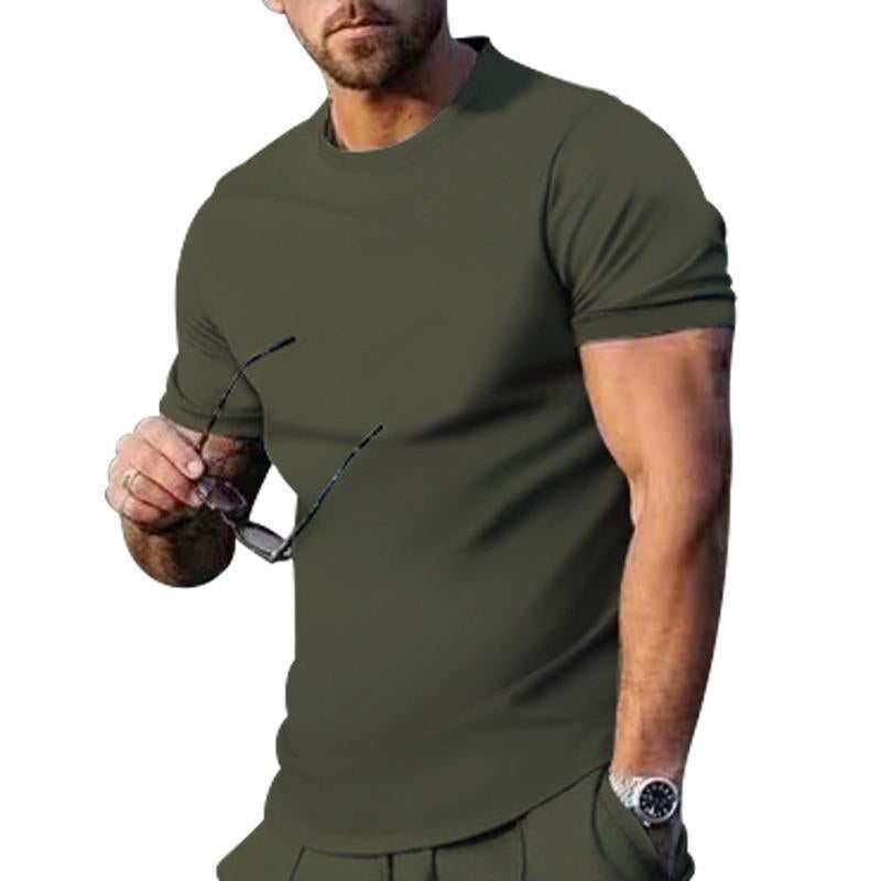 Spot Cross-Border and Vacation Summer Men''s Clothing 2025 Short-Sleeved Pure Color Tops Trendy Loose T-Shirts for Men - Image 4
