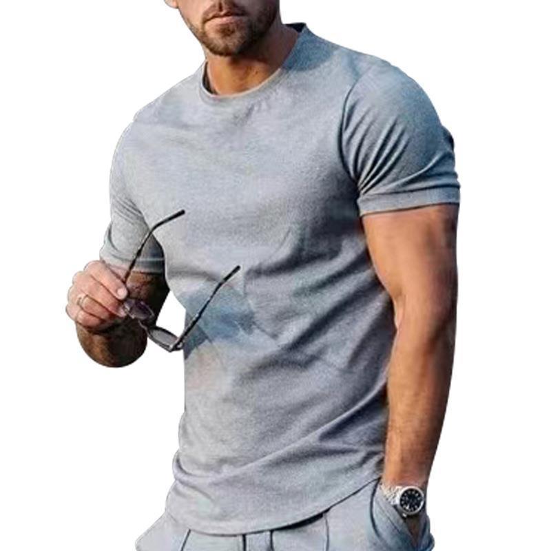 Spot Cross-Border and Vacation Summer Men''s Clothing 2025 Short-Sleeved Pure Color Tops Trendy Loose T-Shirts for Men - Image 2