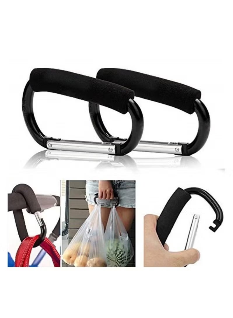 2PCS Shopping Bag Holder Handle Carrier Tool Multi Purpose Snap Hook Stroller Hook Set Organizer Accessories with Soft Foam Grip for Hanging - Image 2