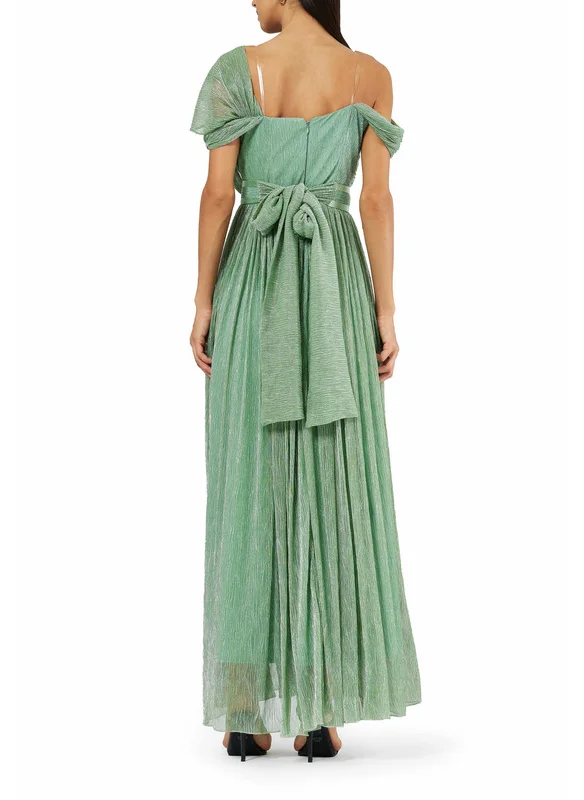 Amri Asymmetric Off-Shoulder Ruched Drape Gown