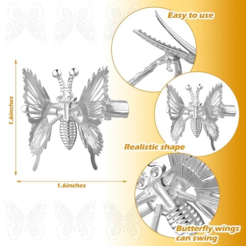 NEOBABY Hairstyle Decoration shaking Butterfly Hair Bride Clips | Hair Style Bridal Brooch & Braid for Juda Bun | Butterfly Hair Pins for Women's & Girls - Pack of 6 Pairs (Silver & Golden) - Image 4