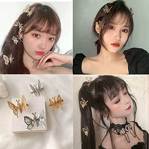 NEOBABY Hairstyle Decoration shaking Butterfly Hair Bride Clips | Hair Style Bridal Brooch & Braid for Juda Bun | Butterfly Hair Pins for Women's & Girls - Pack of 6 Pairs (Silver & Golden) - Image 1