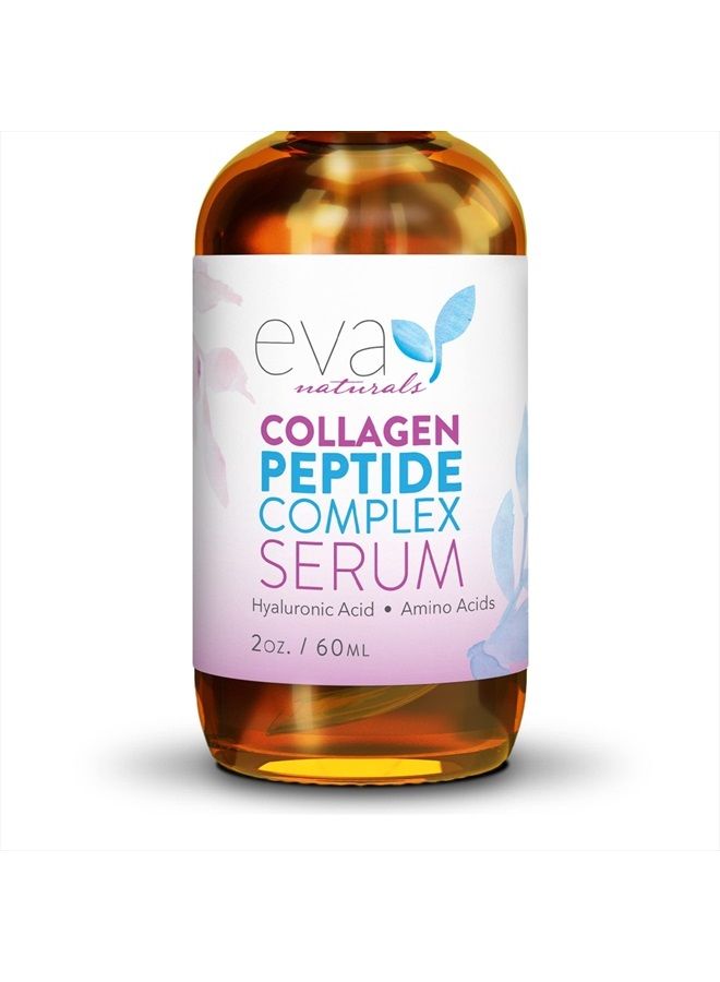 Eva Naturals سيروم ببتيد الكولاجين - سيروم كولاجين مضاد للشيخوخة للوجه، تفتيح البشرة، يقلل من الخطوط الدقيقة والتجاعيد، يشفي ويصلح البشرة، سيروم ميكرونيدلنج مع الألوة فيرا وحمض الهيالورونيك - ببتيد كو - Image 1