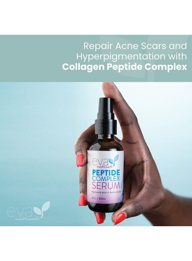 Eva Naturals سيروم ببتيد الكولاجين - سيروم كولاجين مضاد للشيخوخة للوجه، تفتيح البشرة، يقلل من الخطوط الدقيقة والتجاعيد، يشفي ويصلح البشرة، سيروم ميكرونيدلنج مع الألوة فيرا وحمض الهيالورونيك - ببتيد كو - Image 5