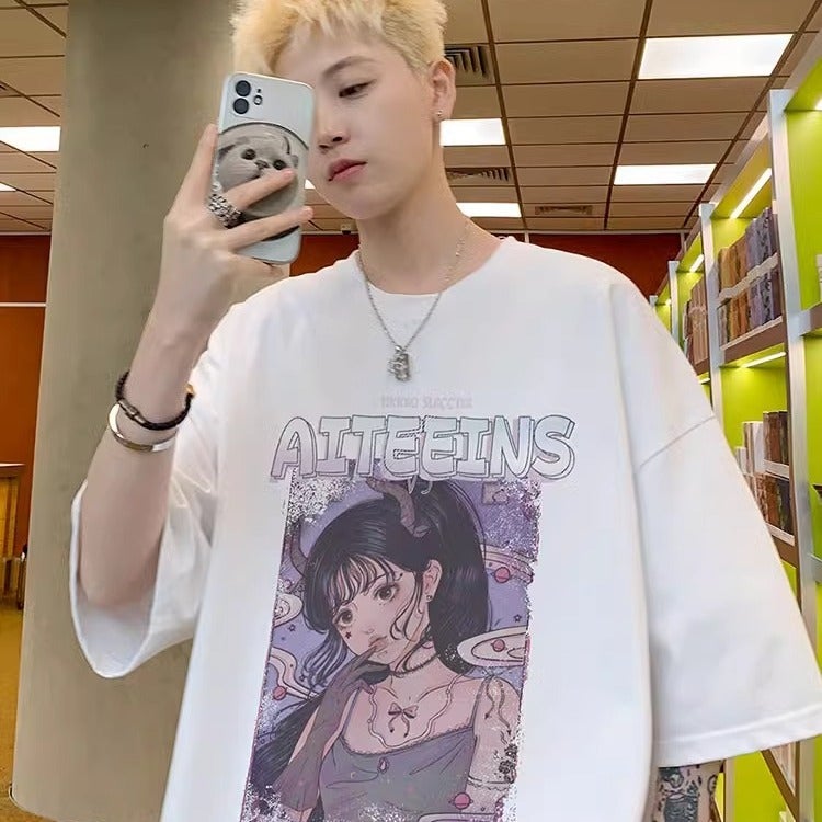 American-Style Letter Printed Short-Sleeved T-Shirt Versatile Summer Youth Trendy Ruan Handsome Loose Top Clothes - Image 4