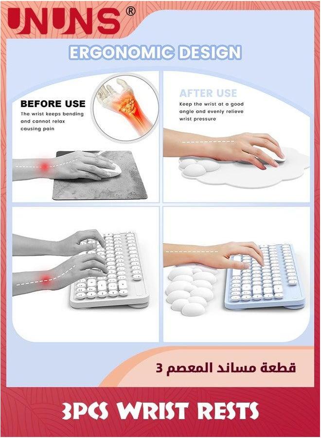 UNUNS Cloud Mouse Pad With Wrist Rest And Keyboard Rest,Ergonomic Set Memory Foam,Cute Waterproof PU Leather Mousepad Coaster For Computer Home Office,White - Image 5