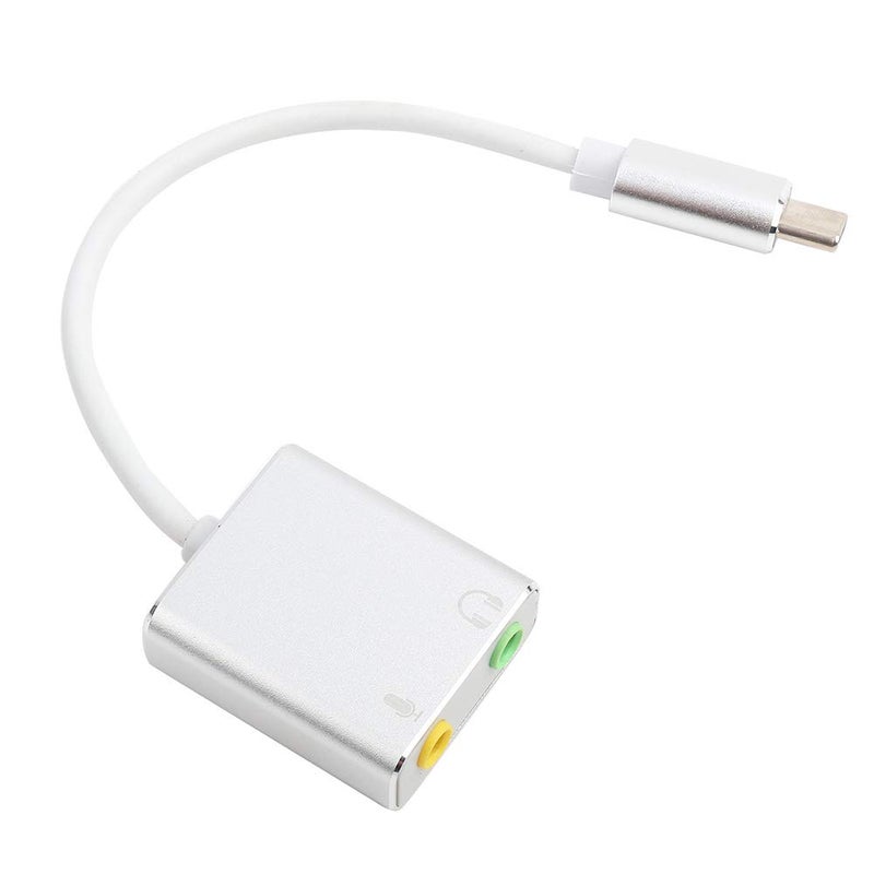 بطاقة صوت خارجية من الألومنيوم من نوع USB C مع مقبس ميكروفون وسماعة رأس 3.5 مم لإلغاء الضوضاء - Image 2
