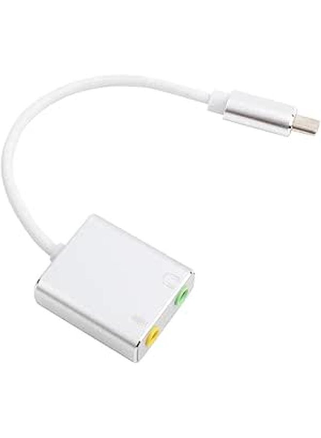 بطاقة صوت خارجية من الألومنيوم من نوع USB C مع مقبس ميكروفون وسماعة رأس 3.5 مم لإلغاء الضوضاء - Image 1