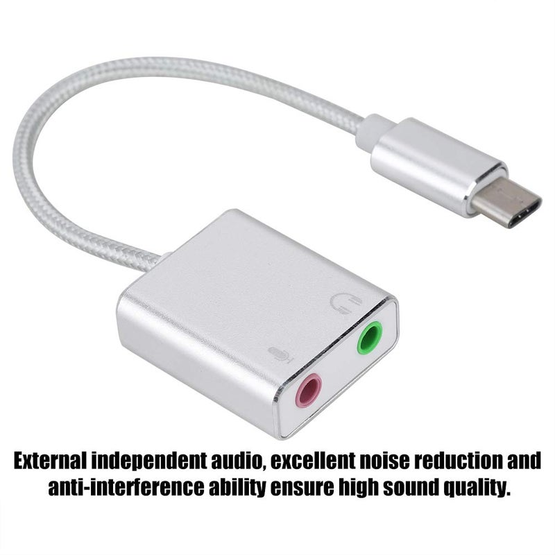 بطاقة صوت خارجية من الألومنيوم من نوع USB C مع مقبس ميكروفون وسماعة رأس 3.5 مم لإلغاء الضوضاء - Image 5