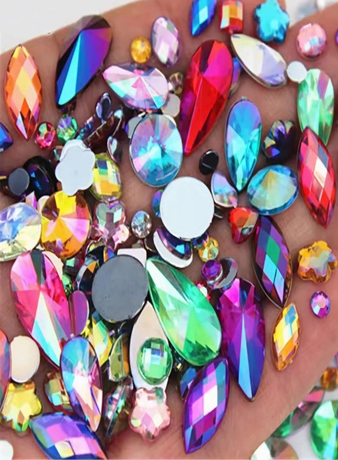 UYTRDVG 1000pcs AB Colorful Rhinestones Crystal Gems, Flatback Acrylic Gemstone Jewels, Craft DIY for Cosplay Pirate Halloween Costume Clothes Party, Nail Crafting Gems Accessories (00 Mixed Color AB) - Image 1
