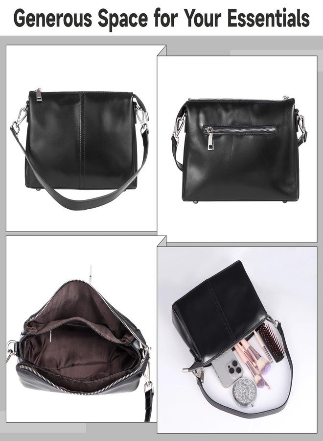 DORMIYA Women's Shoulder Bag, Leather Crossbody Bag, Retro Women's Handbag with Multiple Pockets, Adjustable Straps, Black, 10.2 x 3.7 x 6.7 in - Image 4