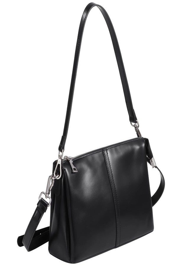 DORMIYA Women's Shoulder Bag, Leather Crossbody Bag, Retro Women's Handbag with Multiple Pockets, Adjustable Straps, Black, 10.2 x 3.7 x 6.7 in - Image 1