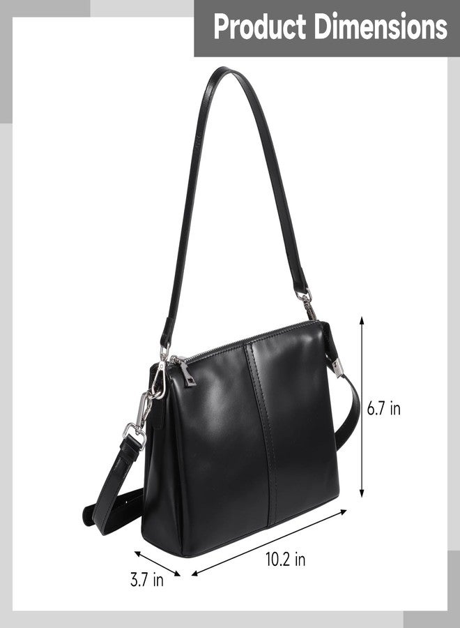 DORMIYA Women's Shoulder Bag, Leather Crossbody Bag, Retro Women's Handbag with Multiple Pockets, Adjustable Straps, Black, 10.2 x 3.7 x 6.7 in - Image 3
