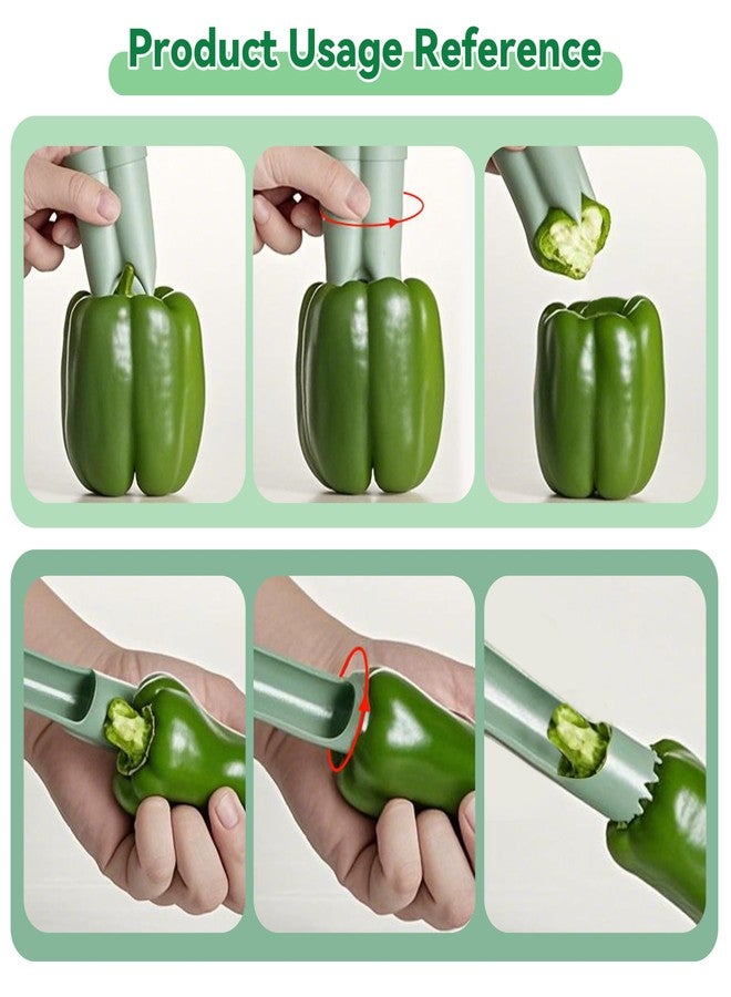 Civore Double Head Pepper Core Remover, Seeder Tool, 2 in 1 ABS Plastic Bell Pepper Cutter, Dishwasher Safe Kitchen Gadget for Peppers, Fruit Cores, Camping, Home Cooking Essential (Green) - Image 4