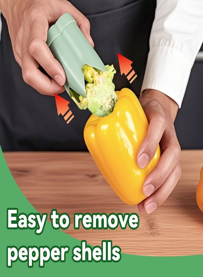 Civore Double Head Pepper Core Remover, Seeder Tool, 2 in 1 ABS Plastic Bell Pepper Cutter, Dishwasher Safe Kitchen Gadget for Peppers, Fruit Cores, Camping, Home Cooking Essential (Green) - Image 3