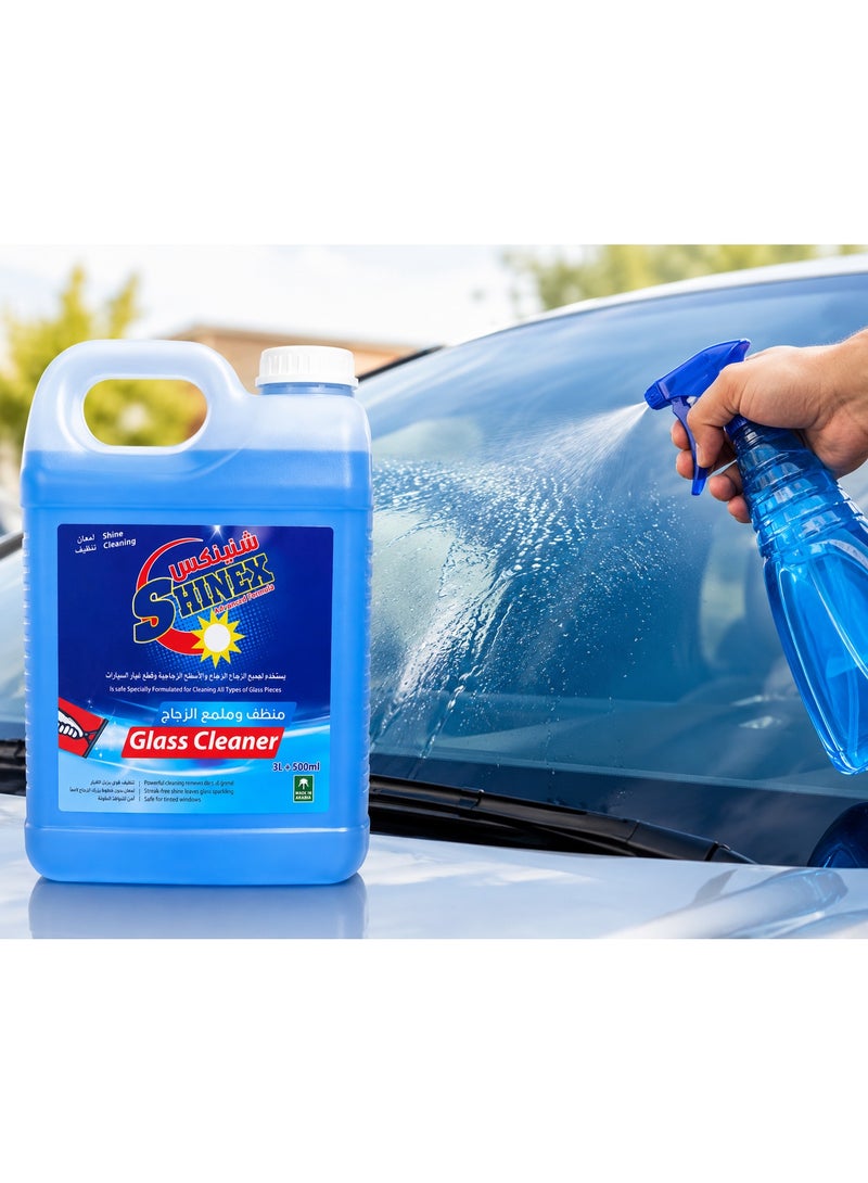 Shinex Glass Cleaner 3L + 500ml Spray Bottle | Streak-Free Window & Glass Cleaning Solution | Multi-Surface Cleaner - Image 2