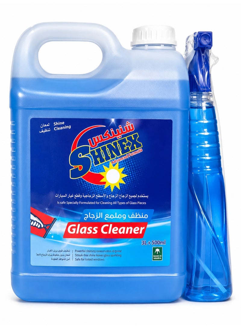 Shinex Glass Cleaner 3L + 500ml Spray Bottle | Streak-Free Window & Glass Cleaning Solution | Multi-Surface Cleaner - Image 1