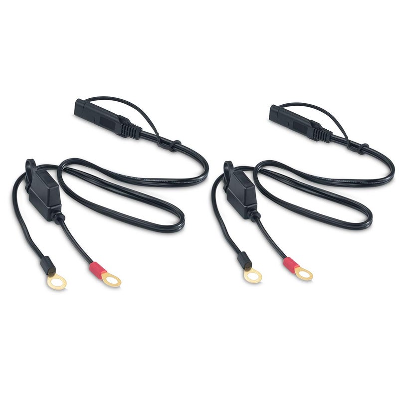 iMESTOU Motorcycle Solar SAE Quick Disconnect Extension Cable Adapter Ring Terminal Harness with Black Fused 2Pin Quick Disconnect Plug to Solar Panel Power Supply MotorcycleMotorbikeCar 2pcs