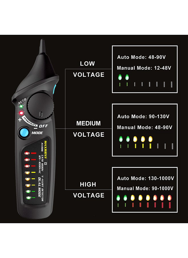 Generic - AVD06 Dual Mode AC Voltage Detector 12V/48V～1000V Circuit Tester Non-contact AC Voltage Test Pen with Flashlight Function - Image 1