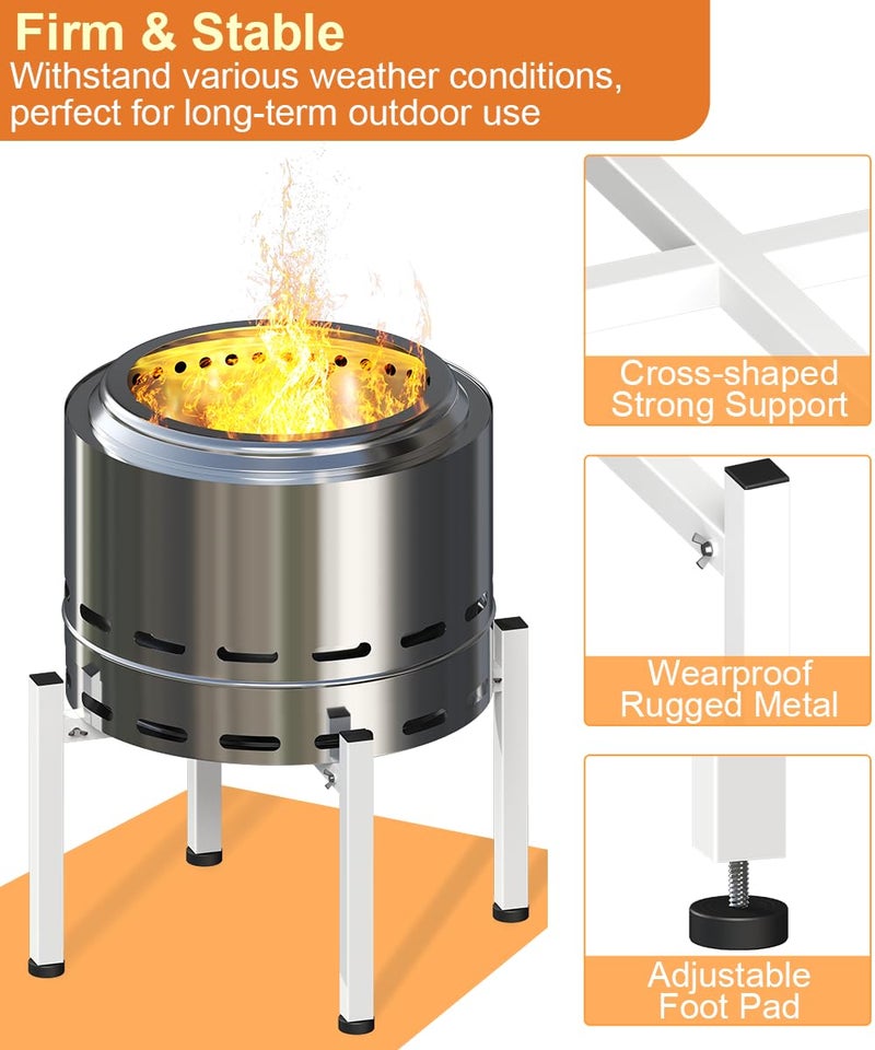 Garbuildman 15-27 Inch Universal Firepit Stand for Solo Stove Bonfire Ranger Yukon and Other 15-27" Outdoor Fire Pit, Metal Fire Pit Accessory for Outside Firepit, Outdoor Fireplace Tools, White - Image 3