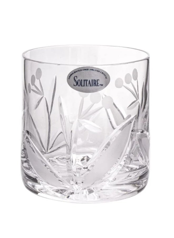 Solitaire Short Crystal Glass Set – 6 Transparent Engraved Pieces, Made in India
