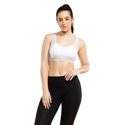 Enamor Women's 48% Cotton, 44% Polyester & 8% Spandex Wire Free Casual Sports Bra (SB38_White_L) - Image 1