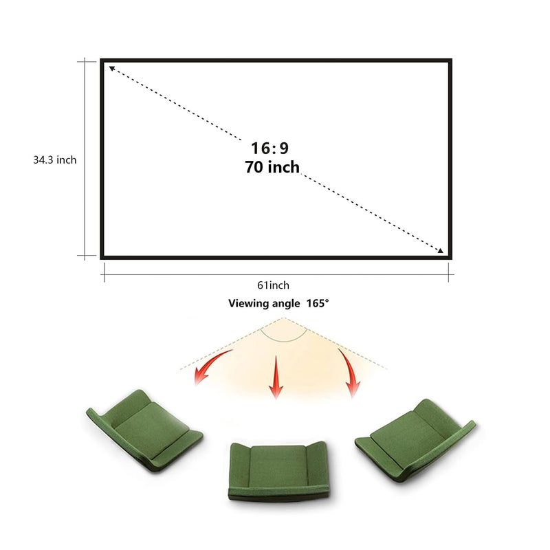 Yandood Portable Projector Screen 120 inch with Combined Pole Frame Black Backing Silver Foldable Projection Screen - Image 4