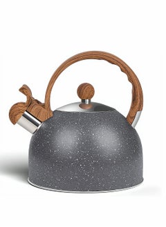 SYOSI Tea Kettles Stainless Steel Whistling Teapot, 2.5 Quart Teapot Water Boilers for Stovetops, Induction Stone Kettle with Loud Whistle for Preparing Hot Water Fast for Coffee Tea, 1 Pcs, Grey  - Image 1