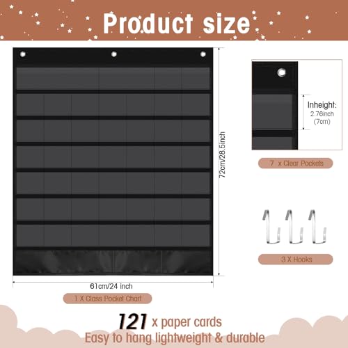 Sinload Classroom Calendar Pocket Chart Set Calendar Bulletin Board Set Seasons Festival Weather Pocket Chart for Classroom Decoration Back to School Supplies(Cool,Black White) - Image 2