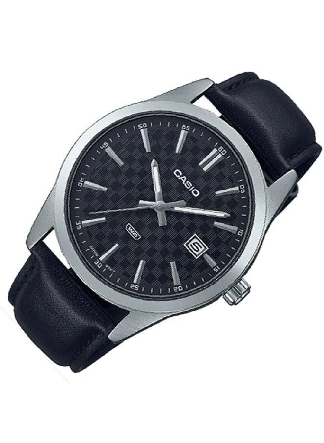 CASIO Men Watch Analog Date Display Black Dial Leather Band MTP-VD03L-1AUDF - Image 2