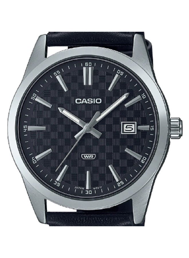 CASIO Men Watch Analog Date Display Black Dial Leather Band MTP-VD03L-1AUDF - Image 3