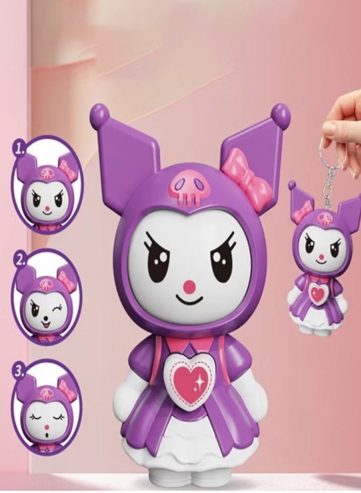 Kuromi Keychain with Changing Facial Expressions - Super Cute (Purple)