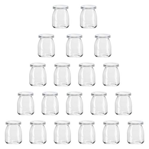Encheng 7 oz Clear Glass Jars With Lids,Yogurt Container With Lids(PE),Replacement Pudding Jars Yogurt Jar,Glass Container With Twine n Tag For Milk,Jams,Jelly,Mousse,Dishwaresafe 20 Pack - Image 1