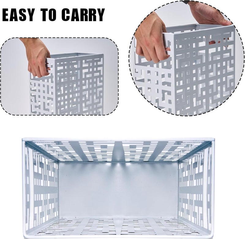 BEWBBAT Umbrella Holder Stand for Entryway, Square Metal Umbrella Rack, Freestanding Rectangular Hollow Rack for Home Office, 16 x 10 x 5 Inch, White - Image 4