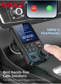 UNUNS FM Bluetooth Transmitter for Car, Bluetooth 5.0 Car Adapter with 1.8" Color Screen for Hands Free Calls, QC3.0 Charging, Strong Microphone, Treble and Bass Sound Music Player, Support U Disk TF Card  - Image 2