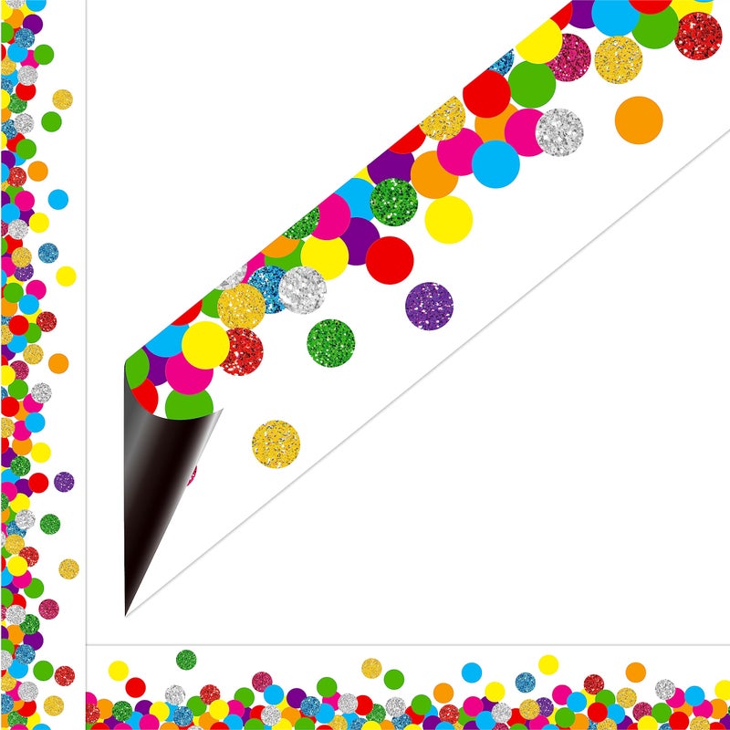 27 Feet Magnetic Border 19 Sheet Confetti Bulletin Board Border Colorful Whiteboard Blackboard and Metal Surface Decoration for School Office Home Use Easy to Install and Reusable 17 x 15