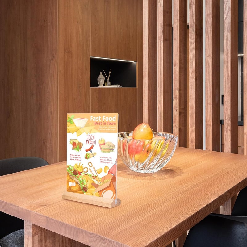 حامل عرض أكريليك من KICHOUSE مقاس 21x14.8 سم، حامل صور ثلاثي لحمل القوائم والإعلانات وعلامات الأسعار للاستخدام في المتاجر والمكاتب. - Image 5