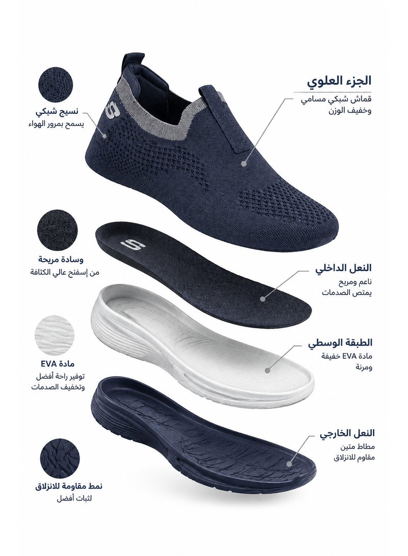 Amity Men's Slip-On Soft Sole Knit Mesh Casual Sneakers - Lightweight Non-Slip Walking Trainers - Image 3