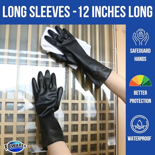 F8WARES Black Hand Gloves - Rubber gloves for cleaning - Gloves for Washing Utensils - Gardening Gloves - Dish Washing Gloves - Kitchen Gloves for Dishwashing Industrial Car Bathroom Toilet L - Image 5